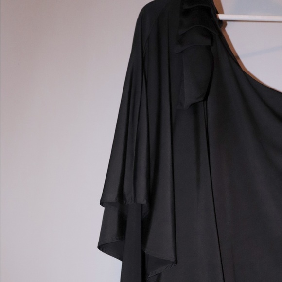 Black Y2K Made in USA Costa Blanca One Shoulder body con Cocktail dress - Picture 2 of 2